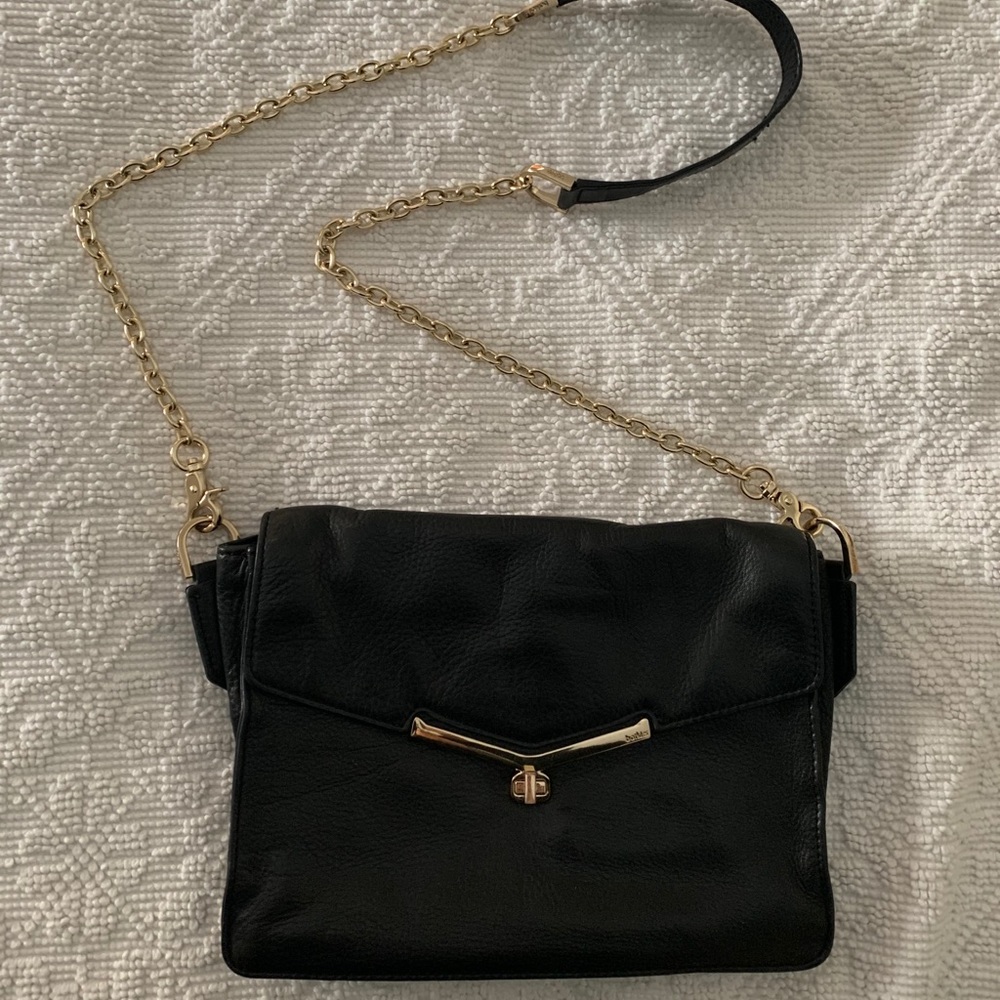 Botkier pebbled black leather crossbody/wrist bag